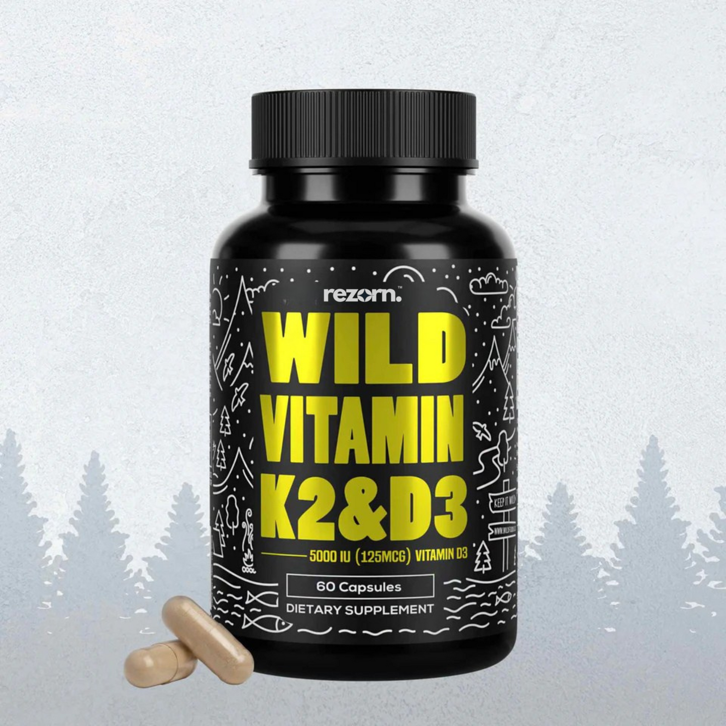 Rezorn® Vitamin K2 (MK-7) & Vitamin D3 (5000 IU) & Black Pepper Extract