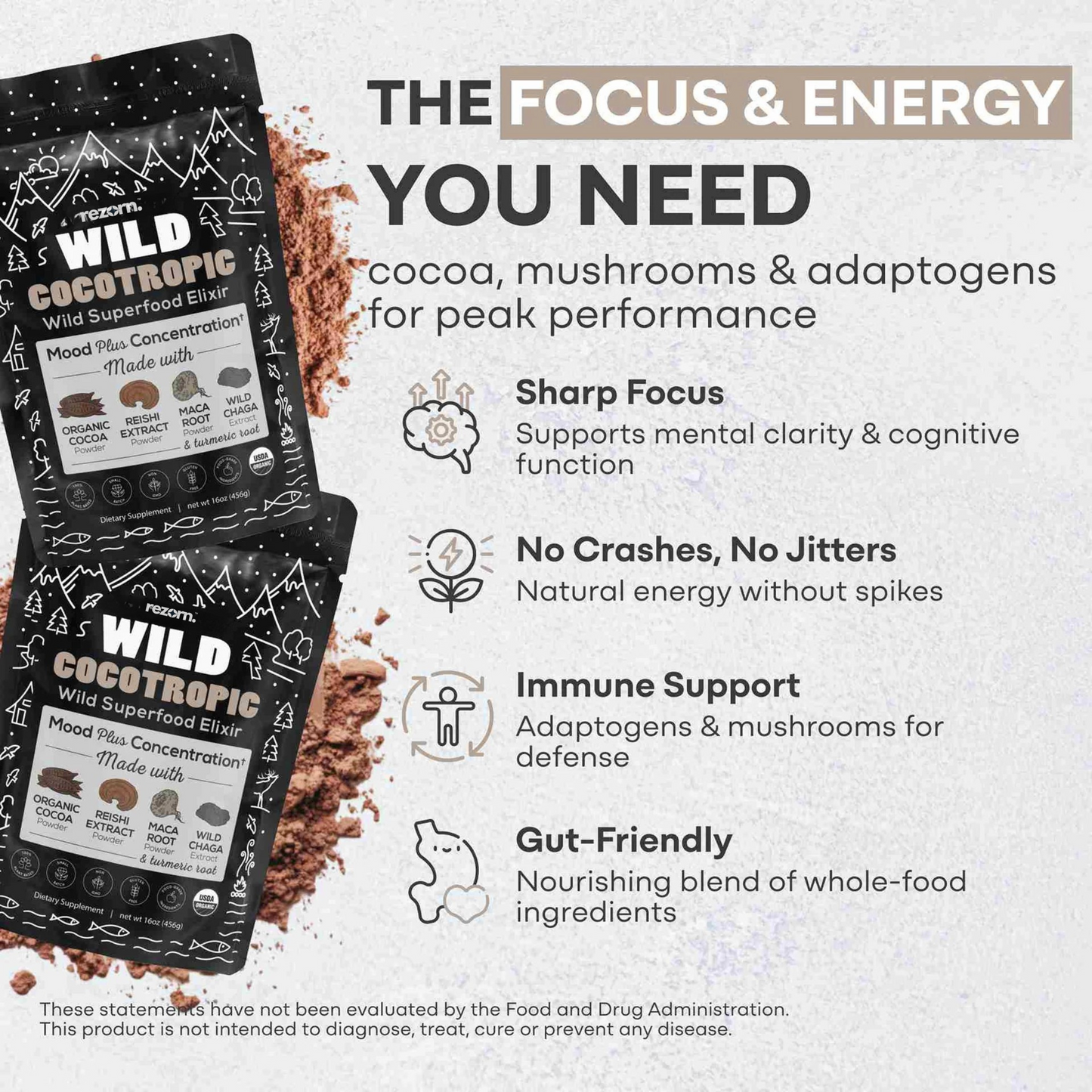 Rezorn® CocoTropic, 32 servings – Organic Mushroom Mix for Energy & Focus