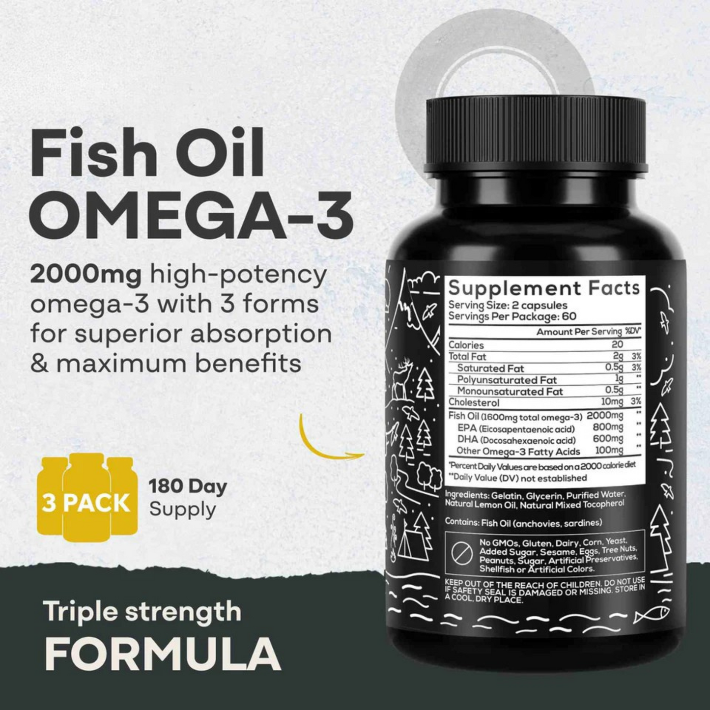 Rezorn® Fish Oil Capsules, 60 servings – Omega-3 for Heart Health & Cognitive Function